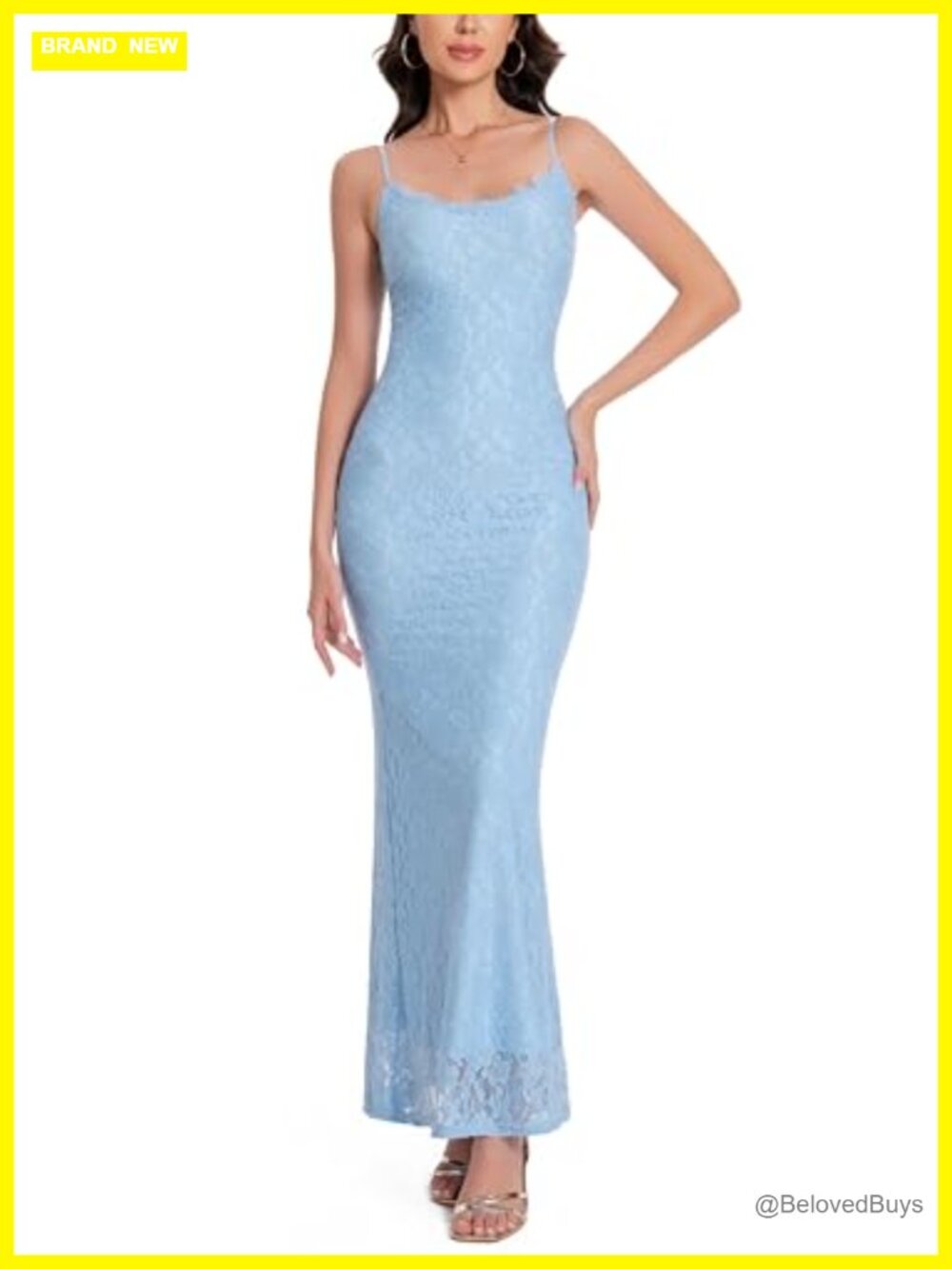 Lace Maxi Formal Evening Gown Adjustable Spaghetti Strap Slim Fit Dress